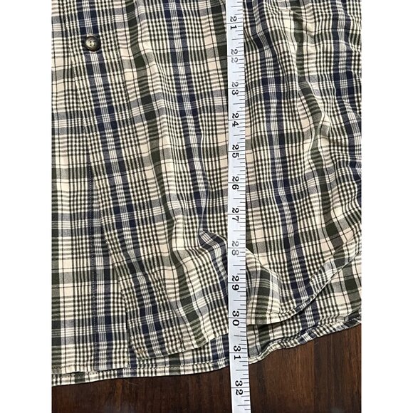 L.L. Bean Plaid Button Down Shirt Blue Green Cream Casual Professional Men's XL - Picture 5 of 6